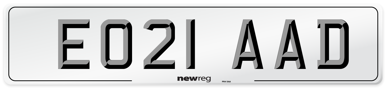 EO21 AAD Number Plate from New Reg